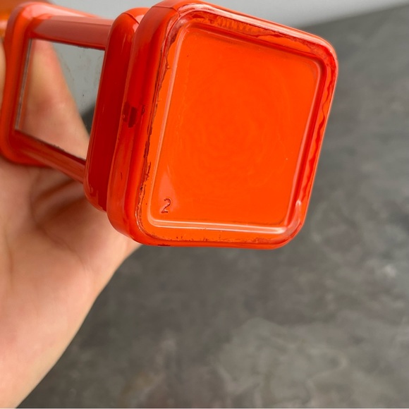 Orange painted glass oil lamp with mirrors - Picture 15 of 17